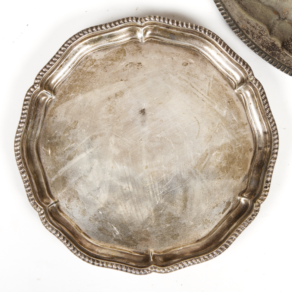 Collection of Silver Plate Trays and an 800 Egyptian Silver Tray