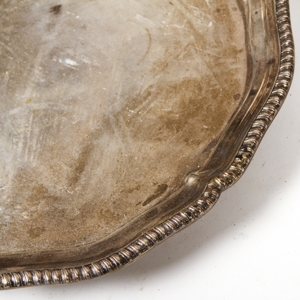 Collection of Silver Plate Trays and an 800 Egyptian Silver Tray