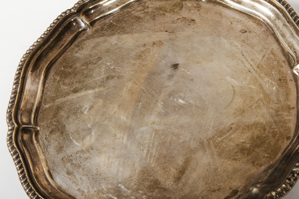 Collection of Silver Plate Trays and an 800 Egyptian Silver Tray