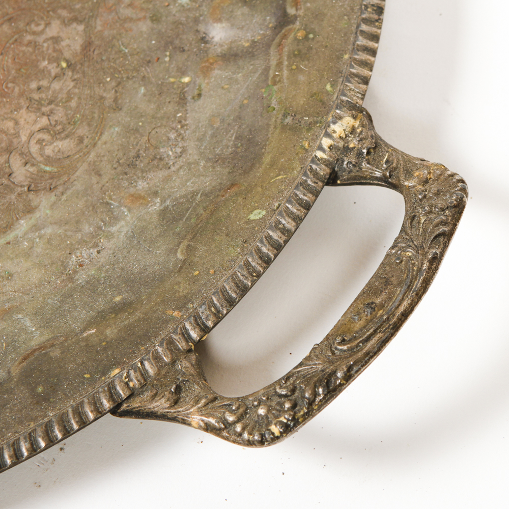 Collection of Silver Plate Trays and an 800 Egyptian Silver Tray