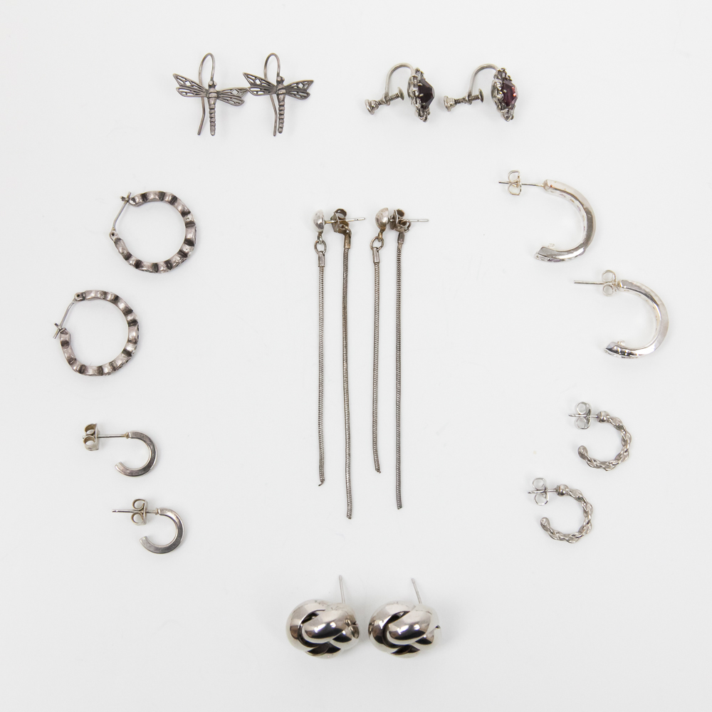 Assortment of Sterling Silver Earrings