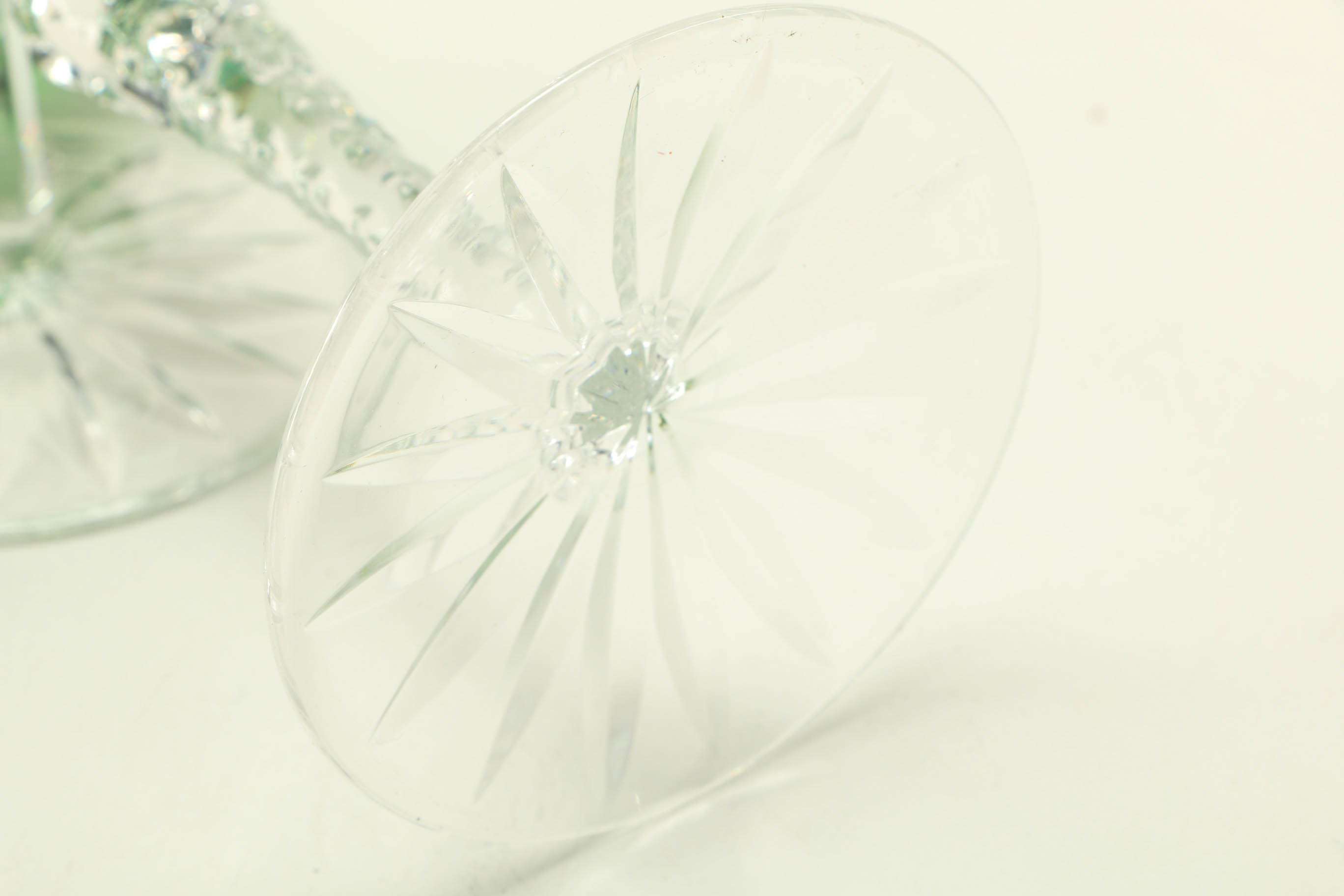 Emerald Cut to Clear Green Crystal Stemware