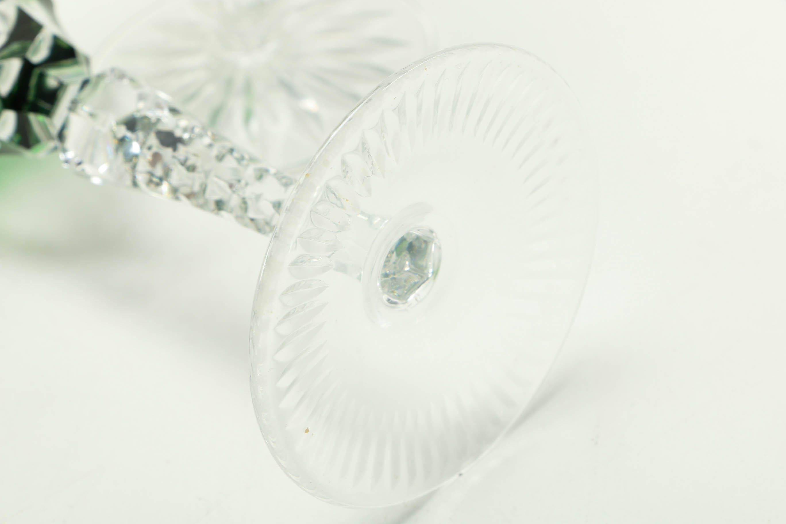 Emerald Cut to Clear Green Crystal Stemware