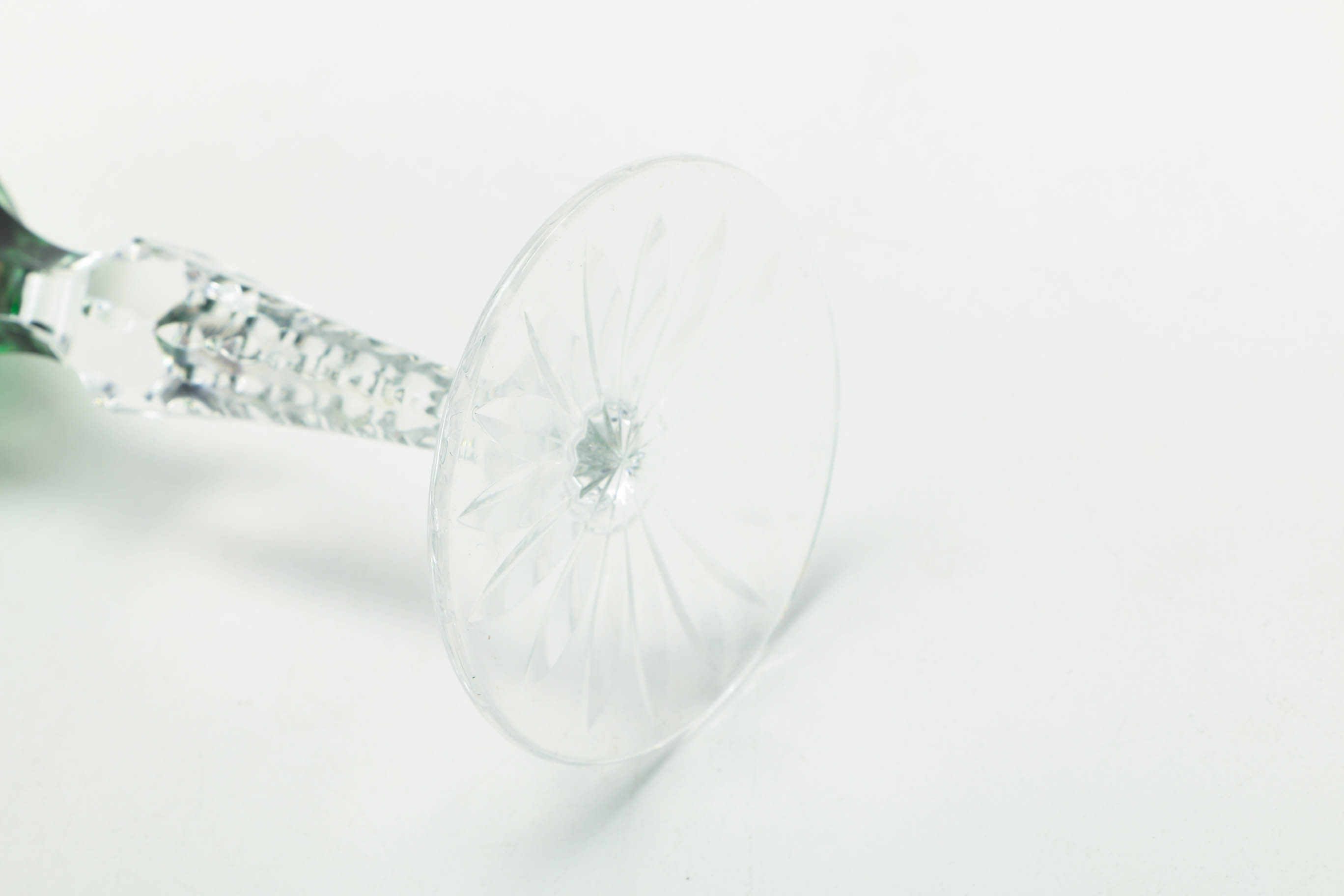 Emerald Cut to Clear Green Crystal Stemware