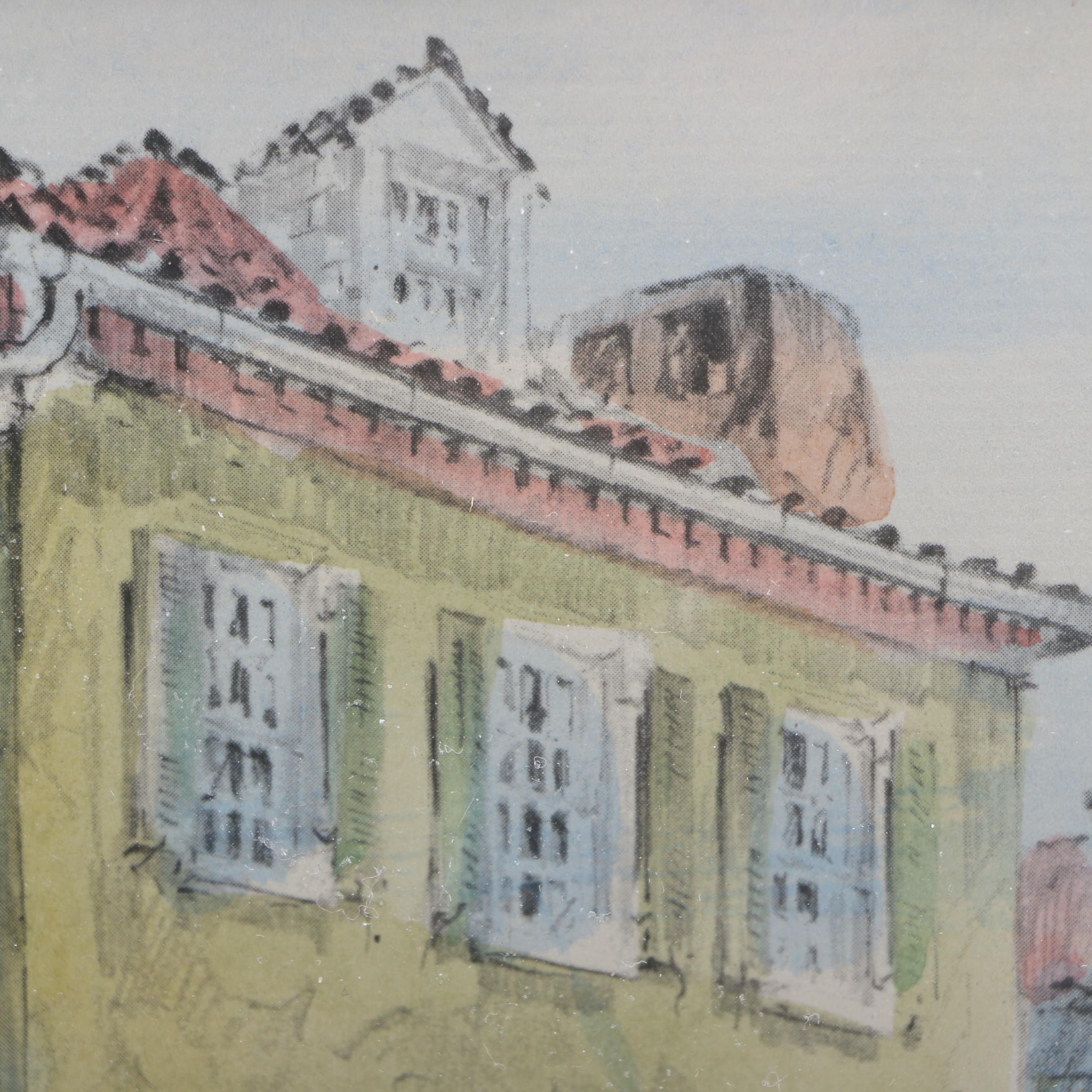 Offset Lithograph of Charleston's Tradd Street After Julia Homer Wilson