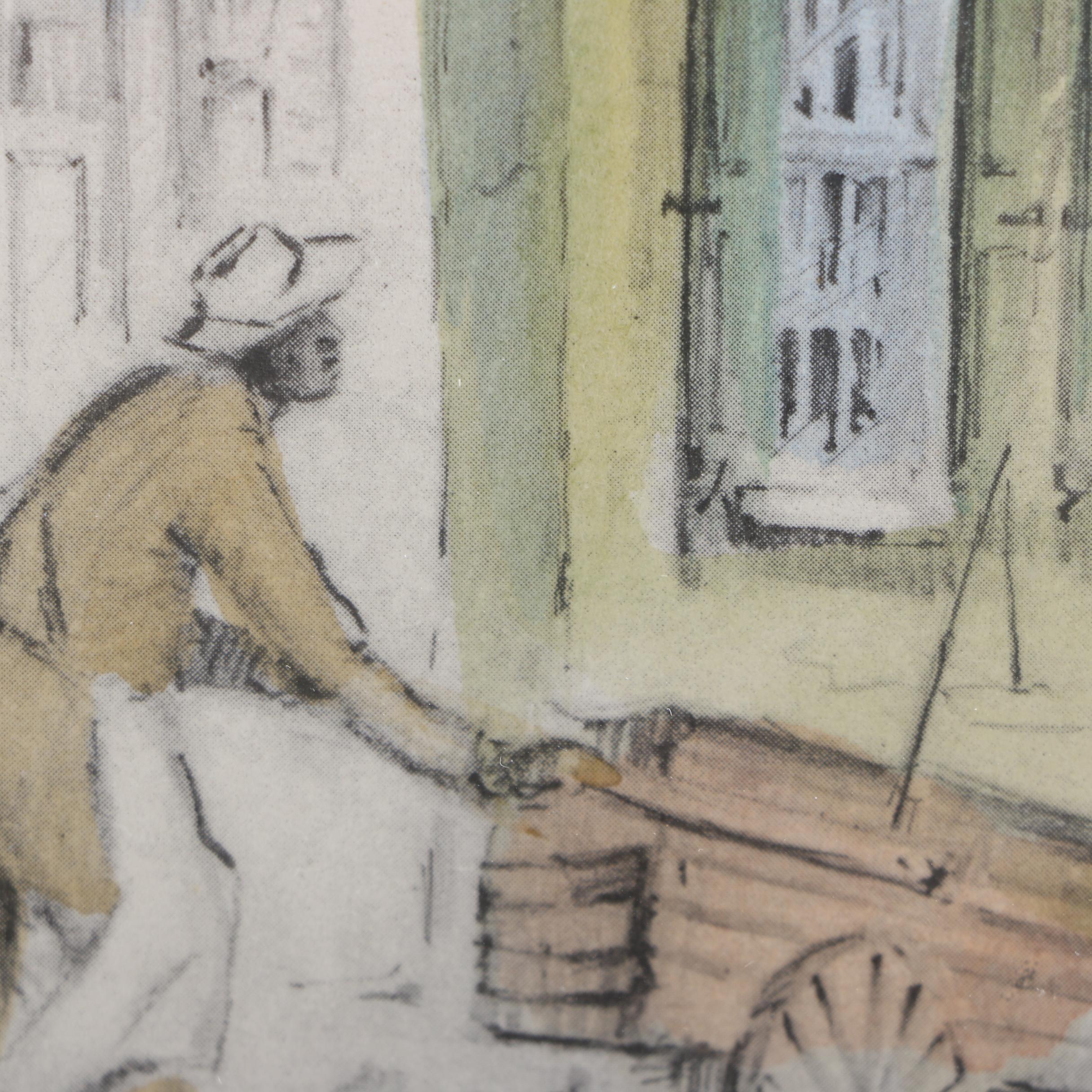 Offset Lithograph of Charleston's Tradd Street After Julia Homer Wilson