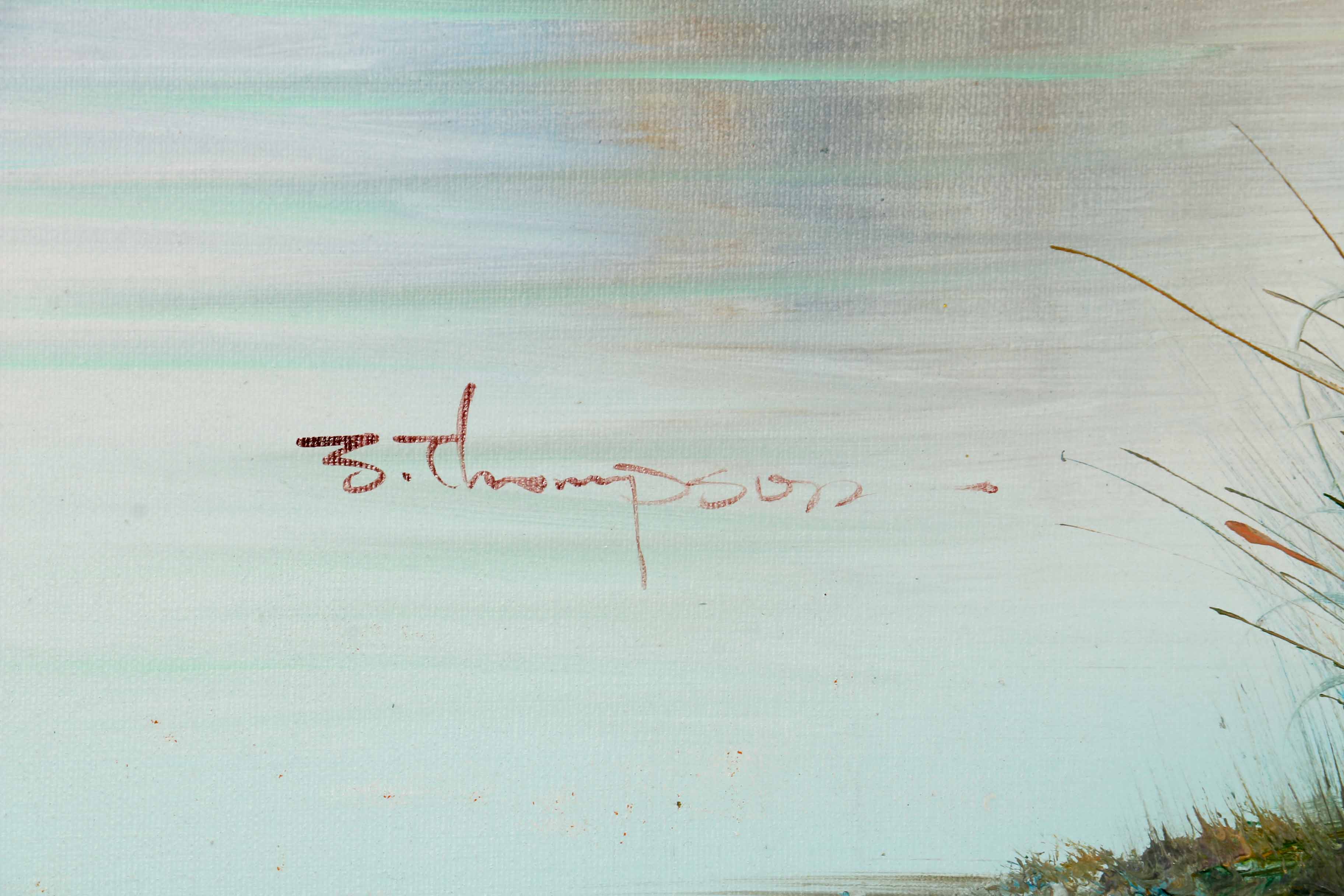 S. Thompson Oil Painting of Cranes