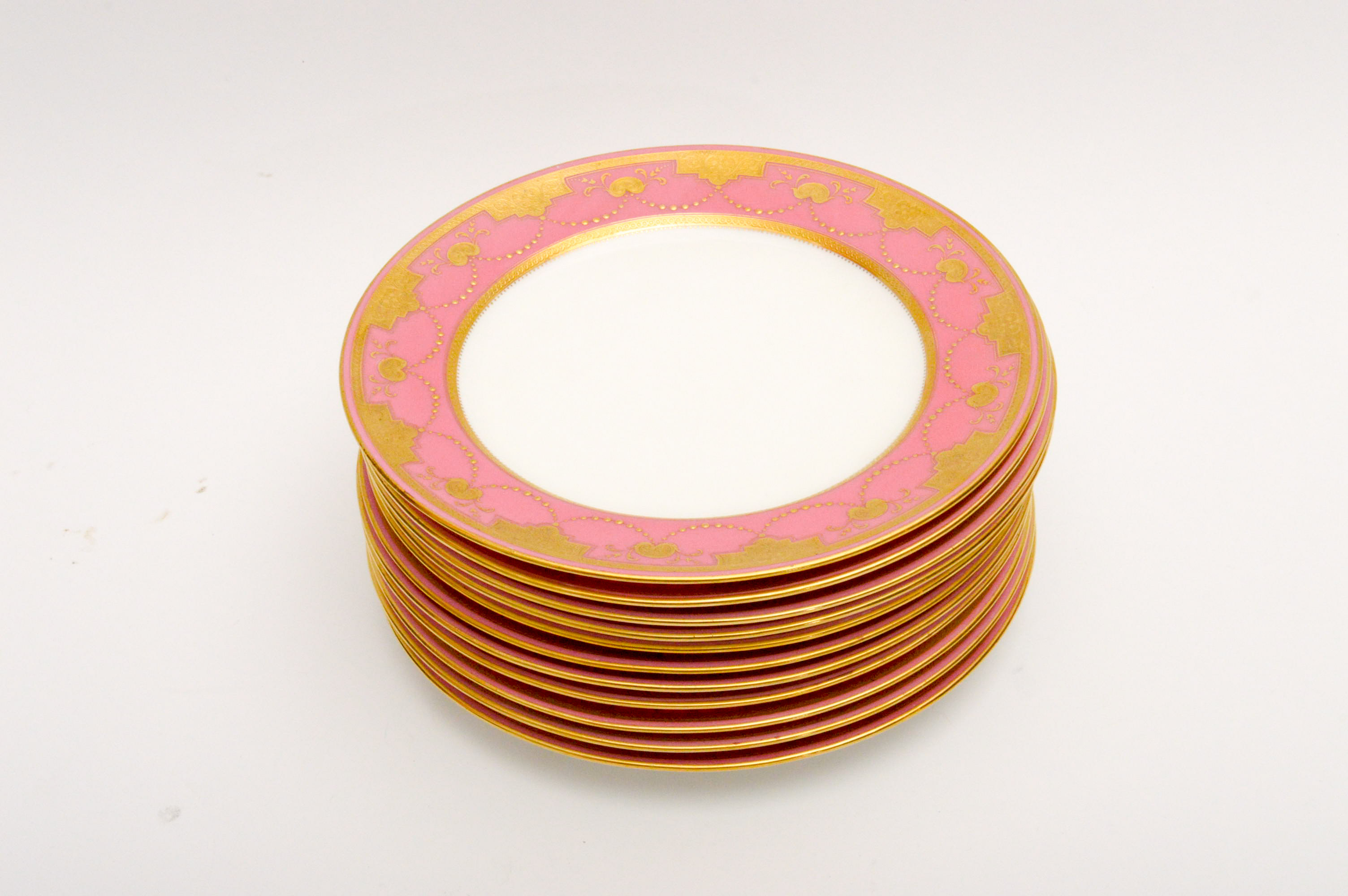Davis Collamore Pink and Gilded Minton Plates