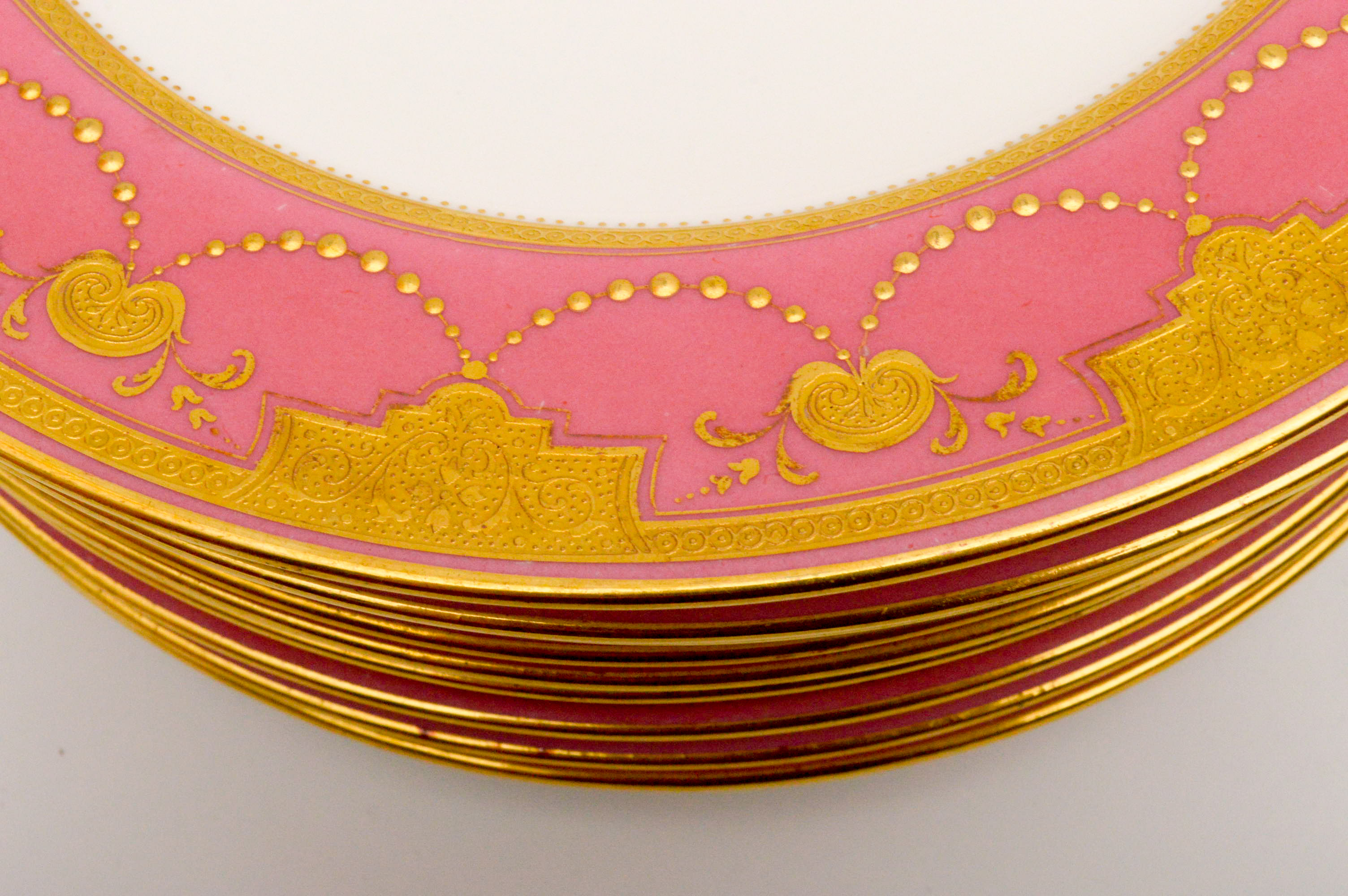Davis Collamore Pink and Gilded Minton Plates