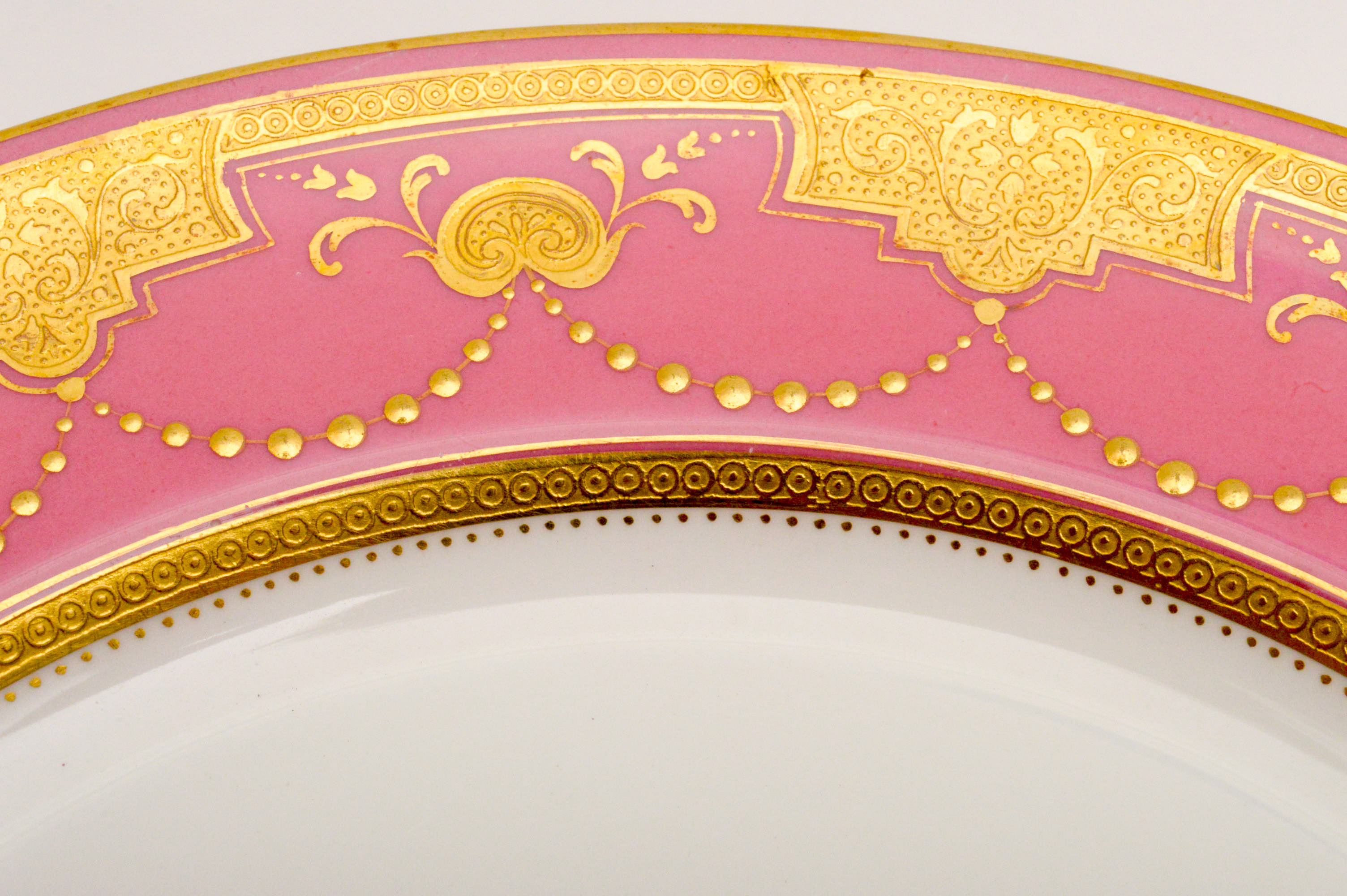 Davis Collamore Pink and Gilded Minton Plates