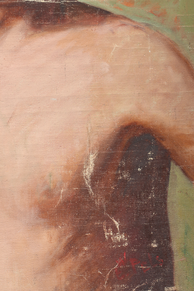 Albert Pels Original Oil Painting on Unstretched Canvas Self-portrait as a Pirate