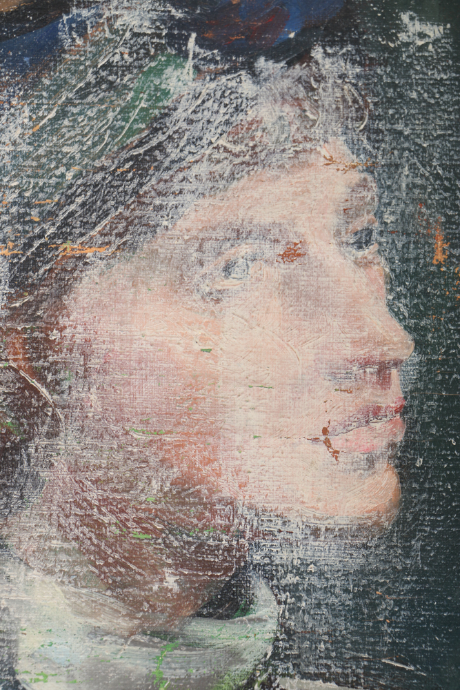 Albert Pels Original Oil Painting on Unstretched Canvas Self-portrait as a Pirate