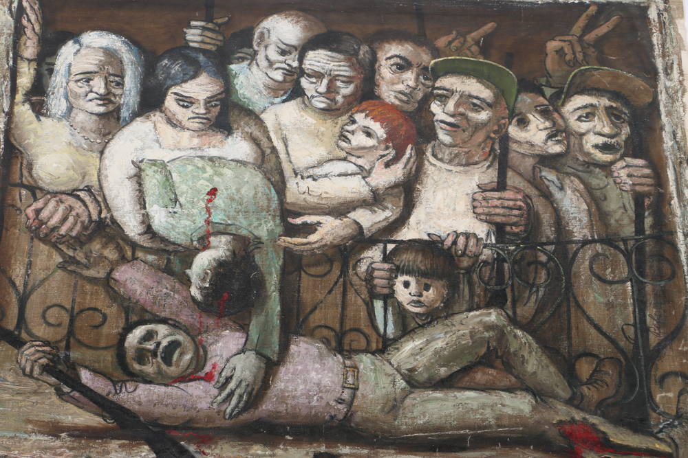 Albert Pels Oil Painting on Unstretched Canvas "Violence in the Streets"