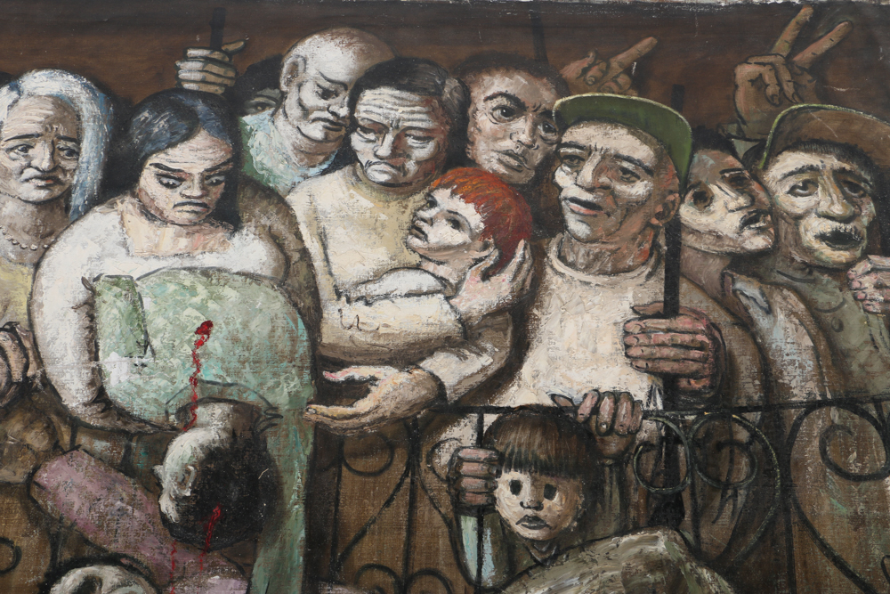 Albert Pels Oil Painting on Unstretched Canvas "Violence in the Streets"