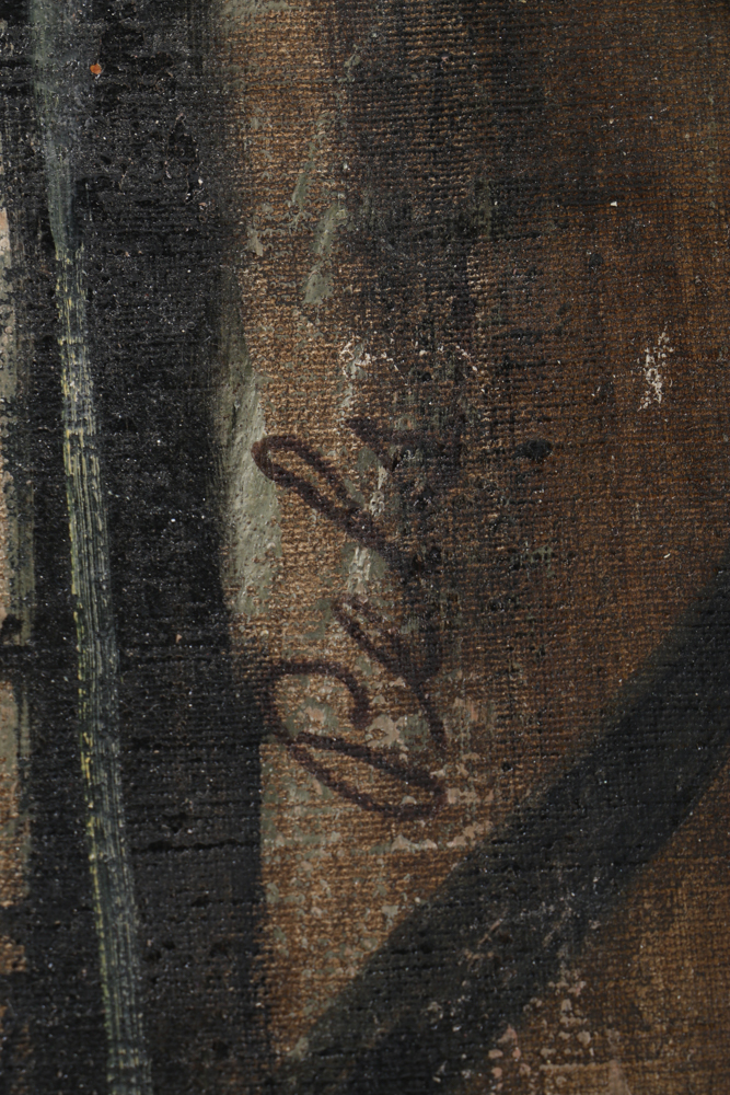 Albert Pels Oil Painting on Unstretched Canvas "Violence in the Streets"