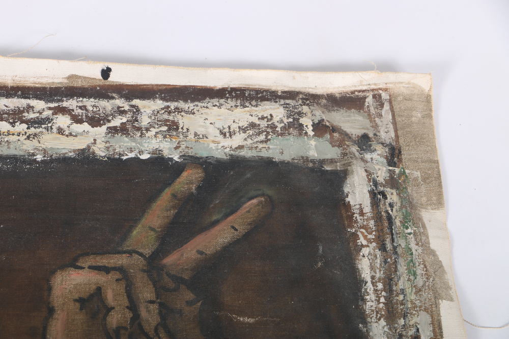 Albert Pels Oil Painting on Unstretched Canvas "Violence in the Streets"