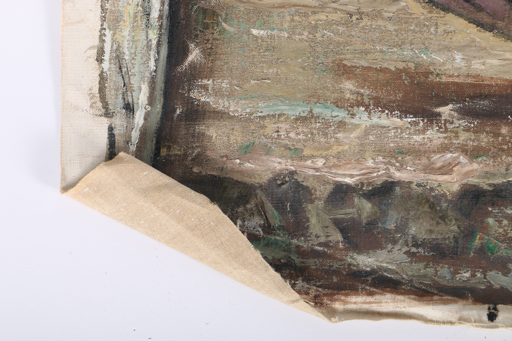 Albert Pels Oil Painting on Unstretched Canvas "Violence in the Streets"