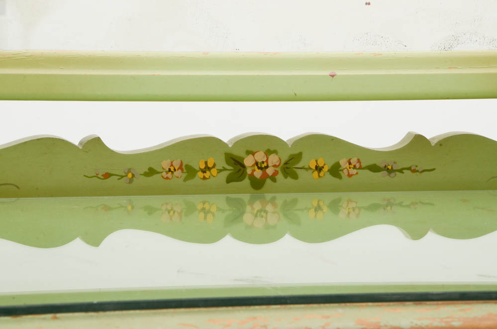 Vintage Painted Vanity with Mirror and Stool