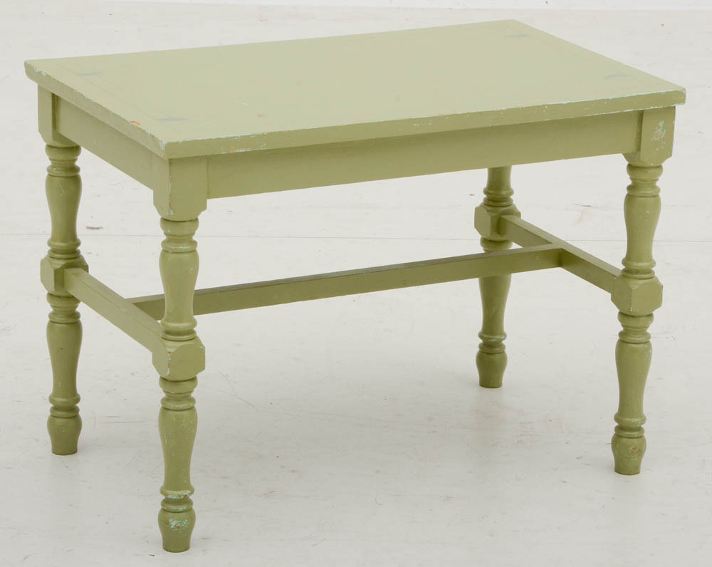 Vintage Painted Vanity with Mirror and Stool