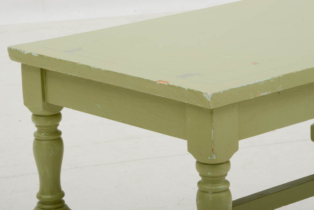 Vintage Painted Vanity with Mirror and Stool