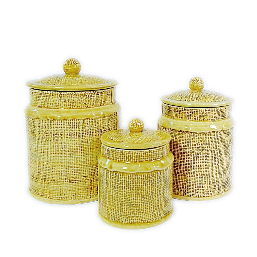 Italian Vietri "Jute" Ceramic Canister Set