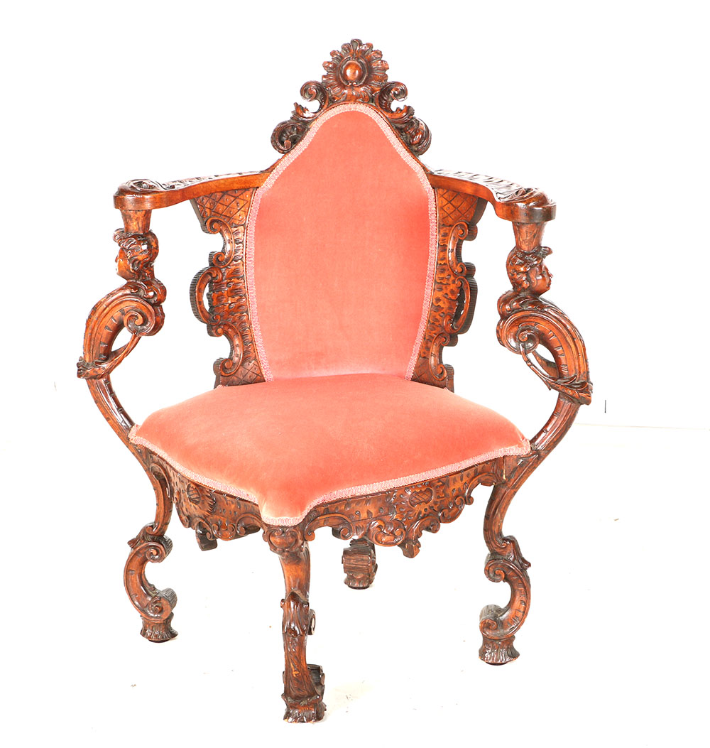 Mid 19th Century Victorian Rococo Revival Corner Chair