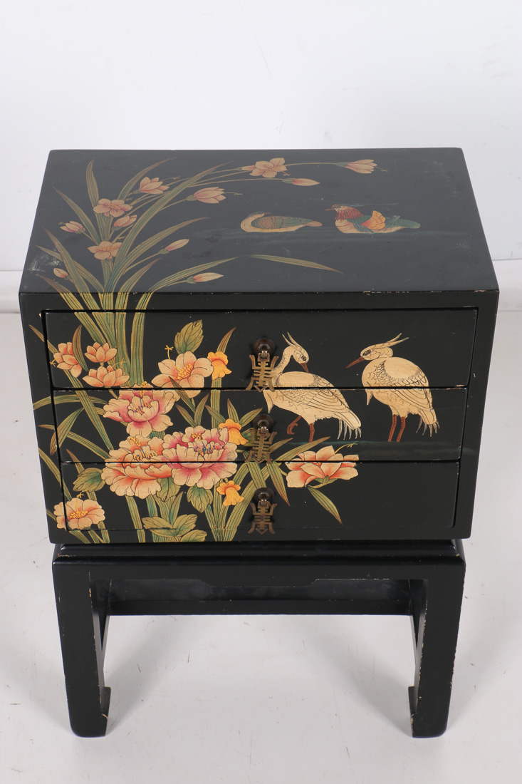 Chinoiserie Three-Drawer Chest on Stand