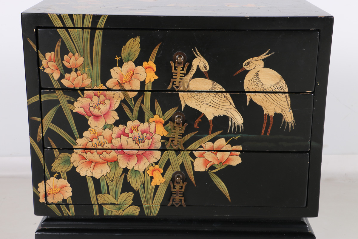 Chinoiserie Three-Drawer Chest on Stand