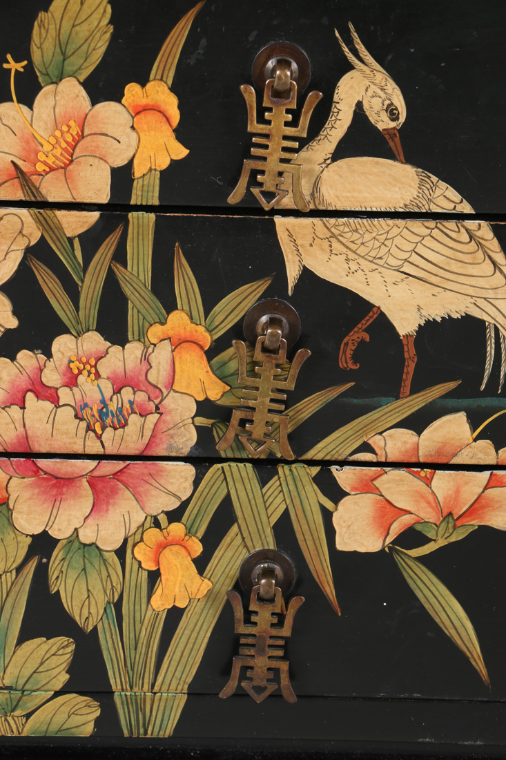 Chinoiserie Three-Drawer Chest on Stand