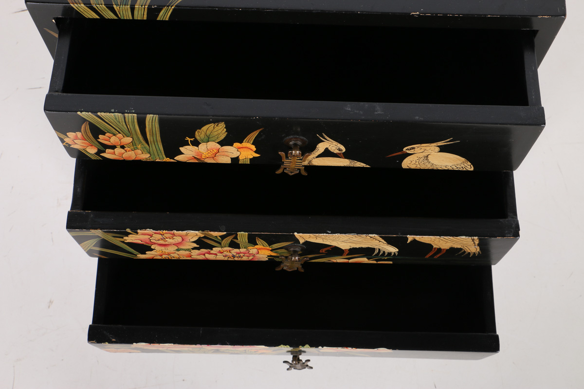 Chinoiserie Three-Drawer Chest on Stand