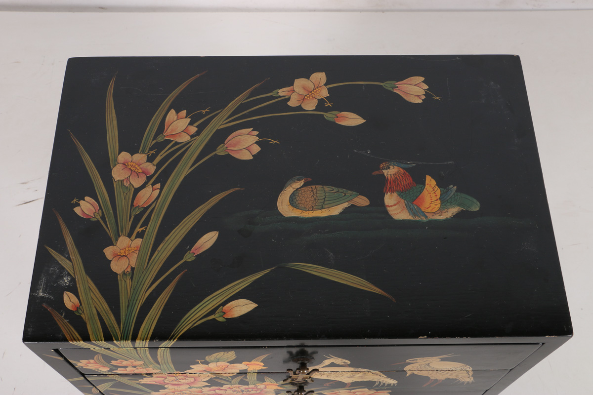 Chinoiserie Three-Drawer Chest on Stand