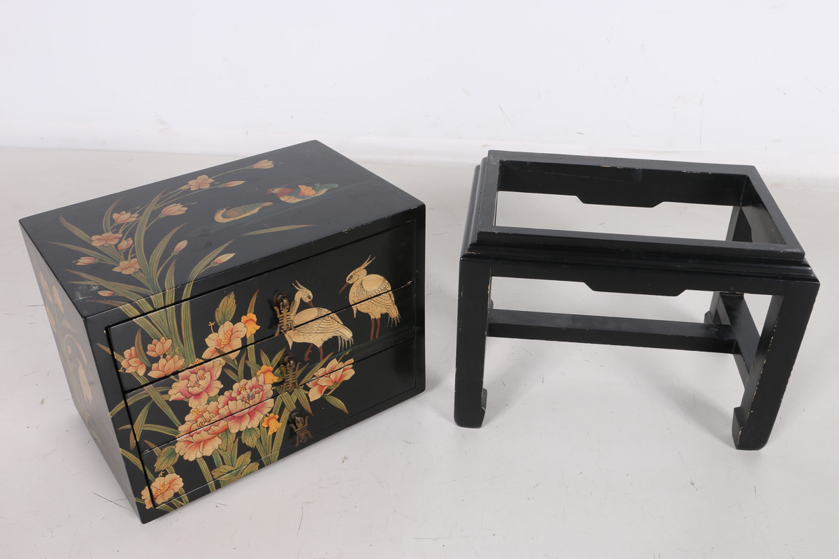 Chinoiserie Three-Drawer Chest on Stand