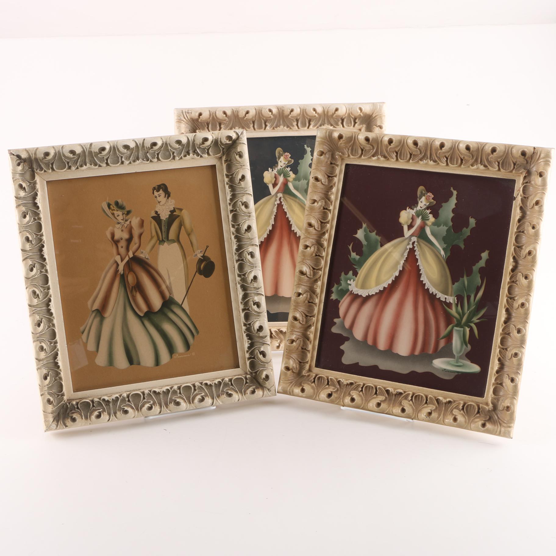Circa 1940s Turner Manufacturing Co. Prints of 19th Century Figures