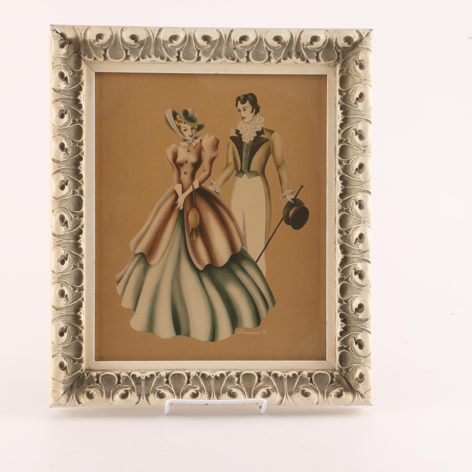 Circa 1940s Turner Manufacturing Co. Prints of 19th Century Figures