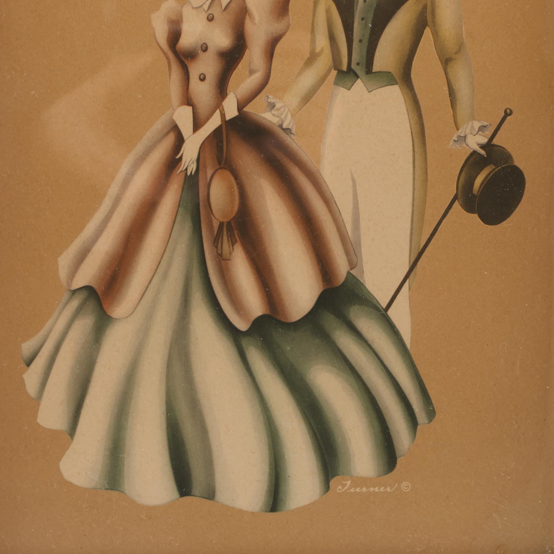 Circa 1940s Turner Manufacturing Co. Prints of 19th Century Figures