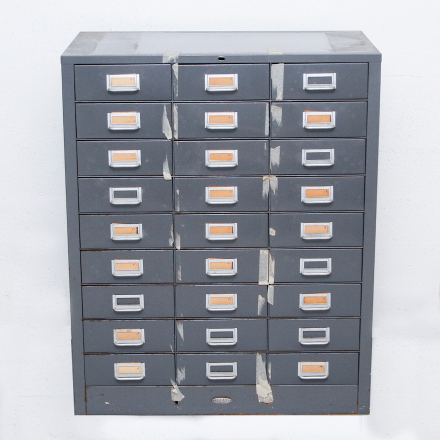 1940s Cole-Steel 27-Drawer Industrial Card Cabinet
