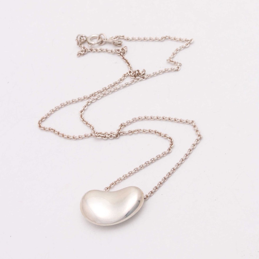 Sterling Silver Tiffany & Co. Bean Necklace by Elsa Peretti