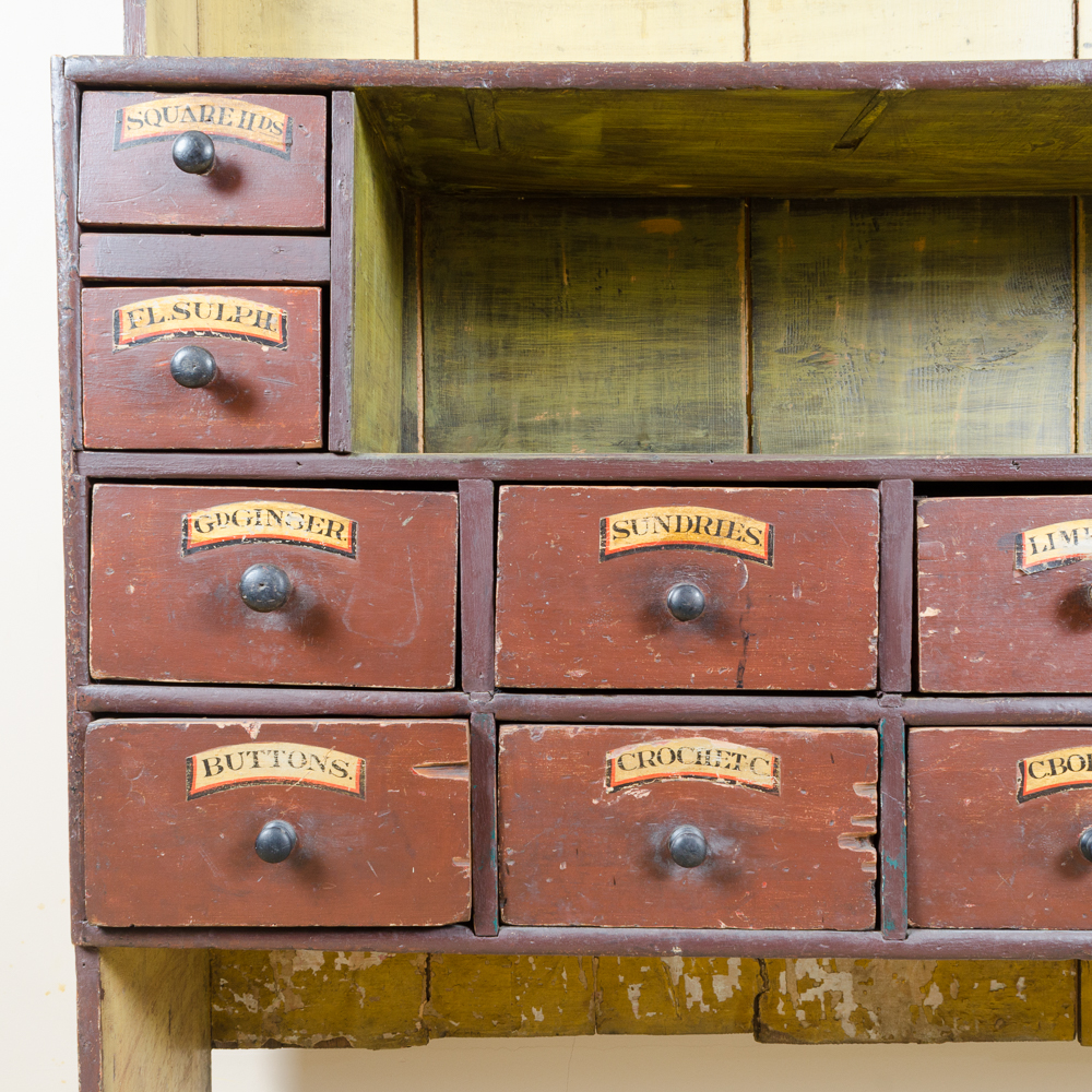 Painted General Store Style Wooden Hutch