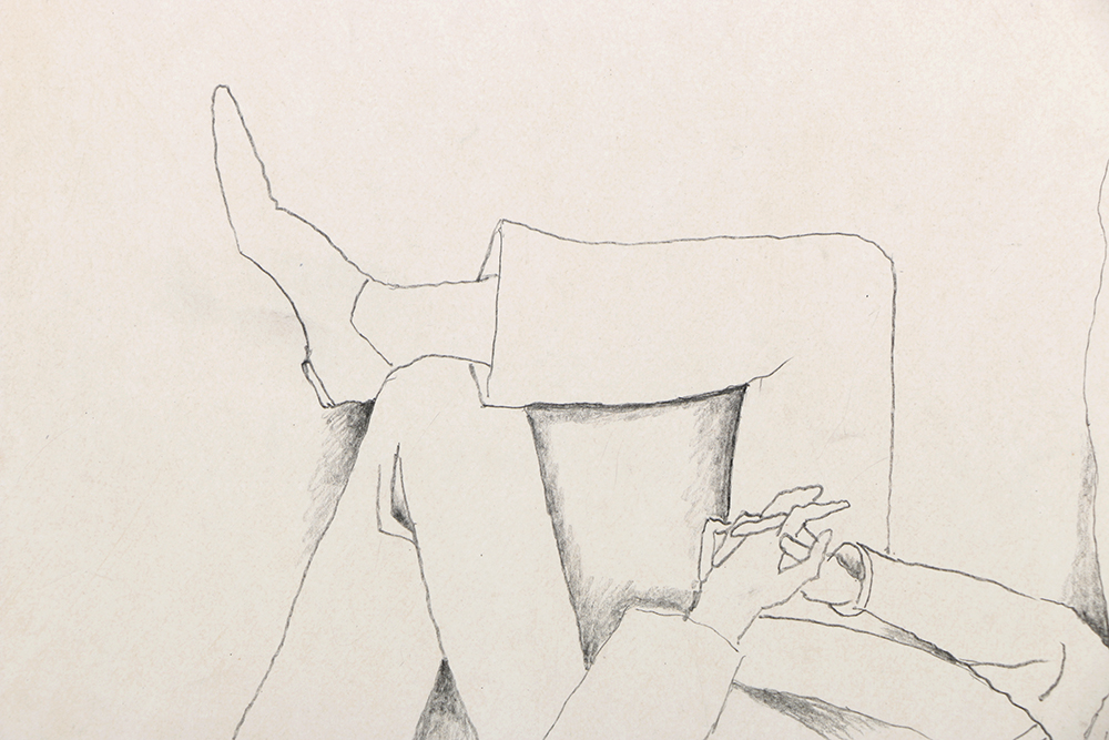 Rudolf Bauer Graphite Drawing on Paper “The Family”