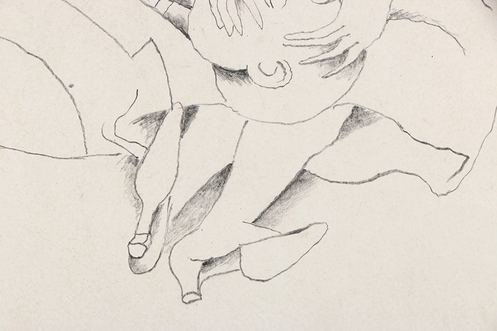 Rudolf Bauer Graphite Drawing on Paper “The Family”