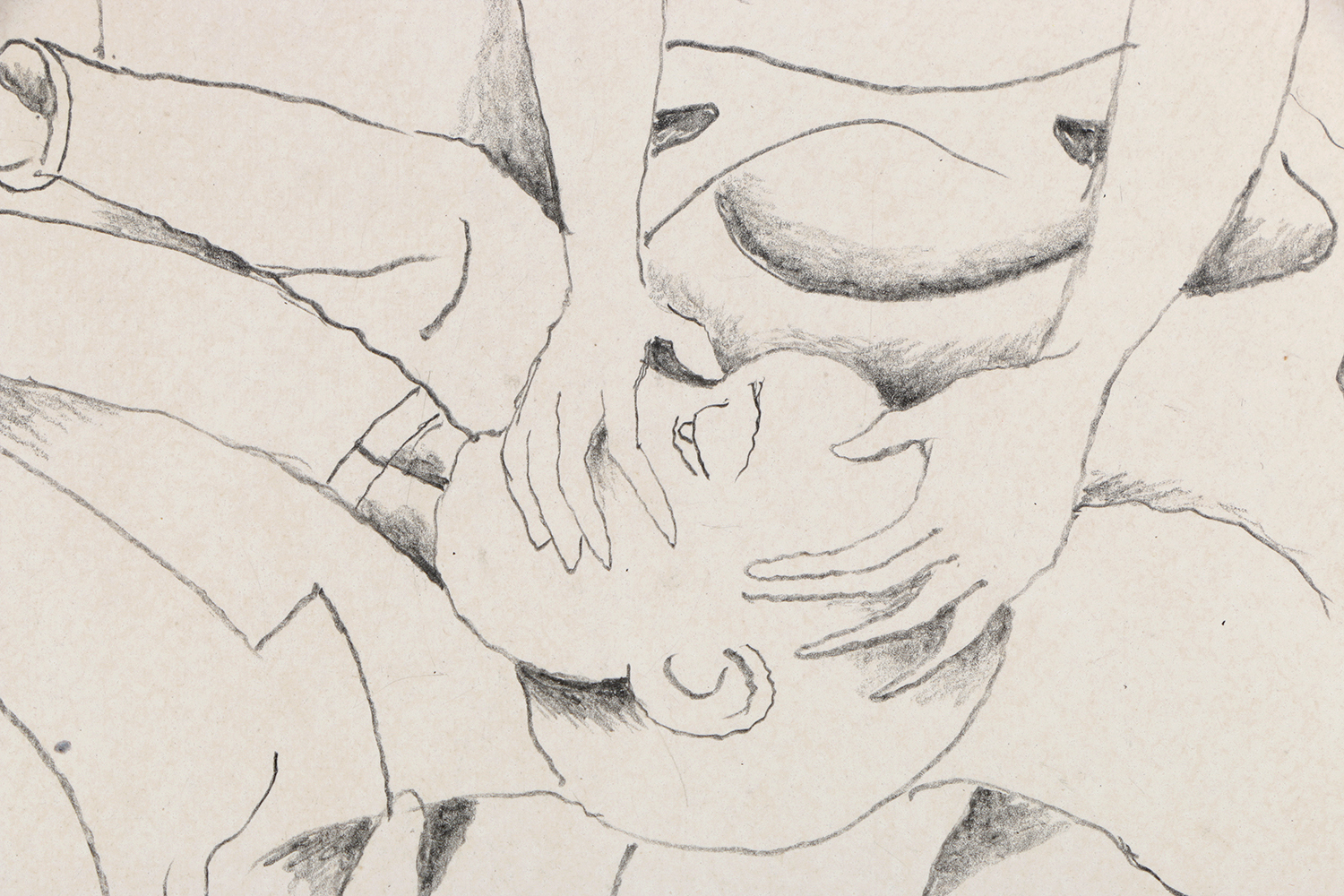 Rudolf Bauer Graphite Drawing on Paper “The Family”