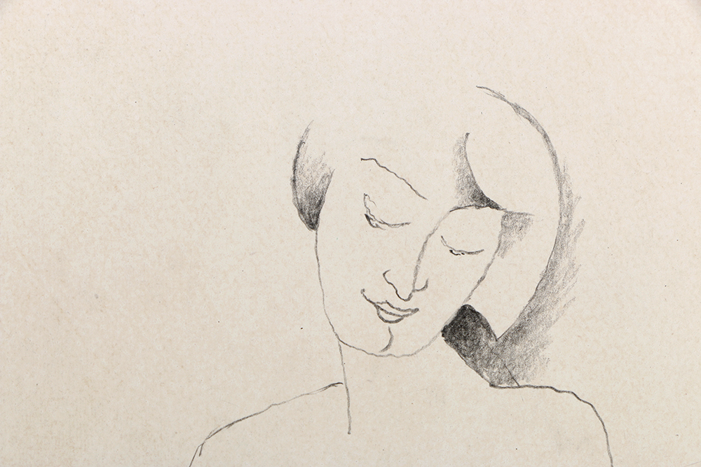 Rudolf Bauer Graphite Drawing on Paper “The Family”