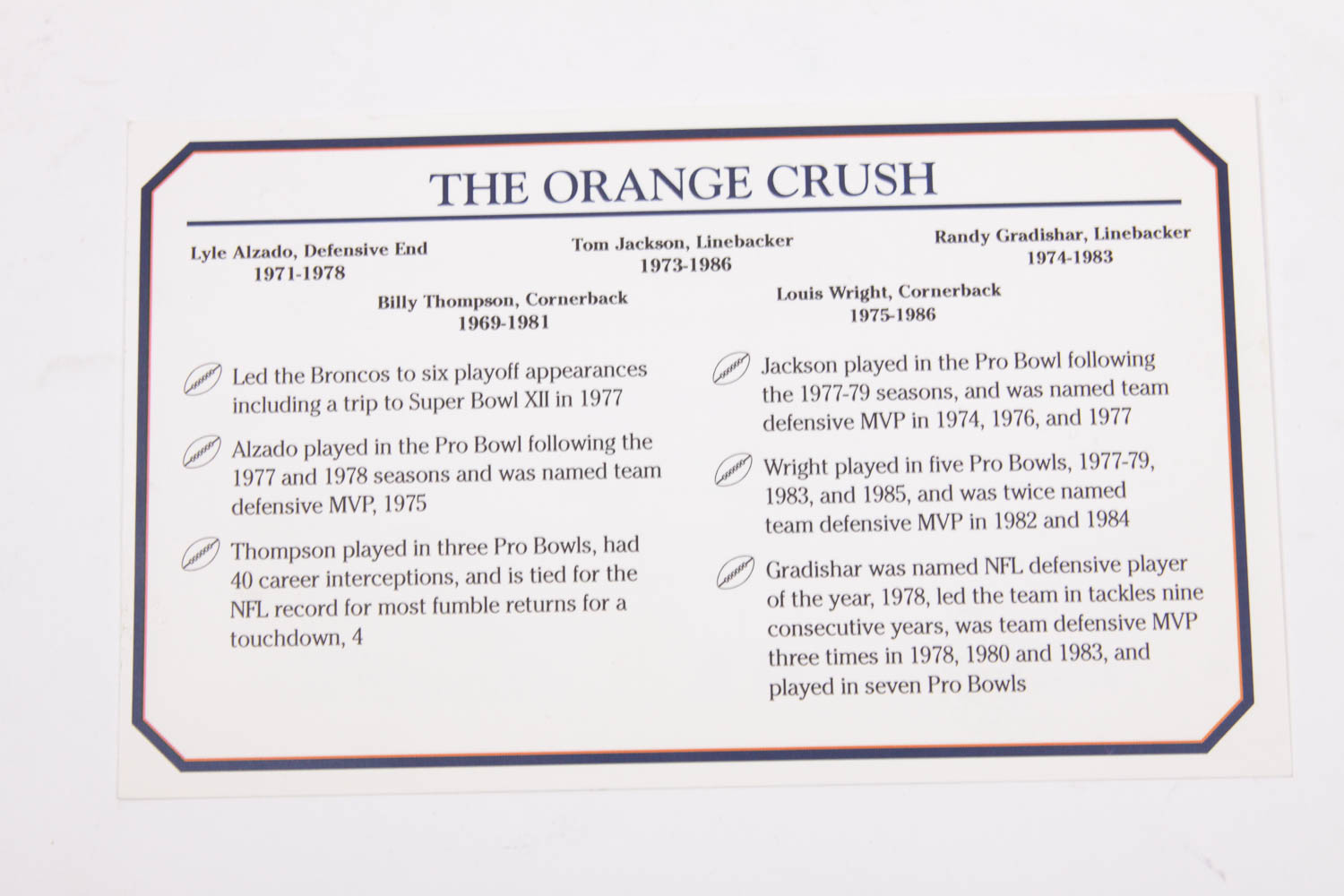 "The Orange Crush" Denver Broncos Figurine