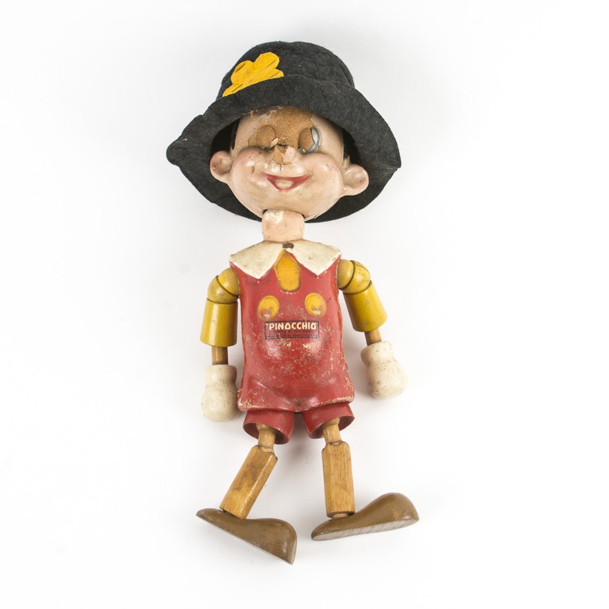 Vintage Ideal Novelty Toy Co. Pinocchio Wooden Toy