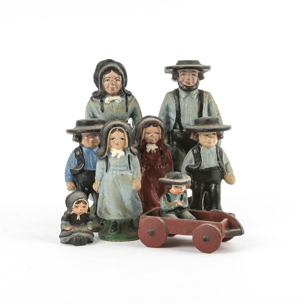 Vintage Cast Metal Amish Family Figurines