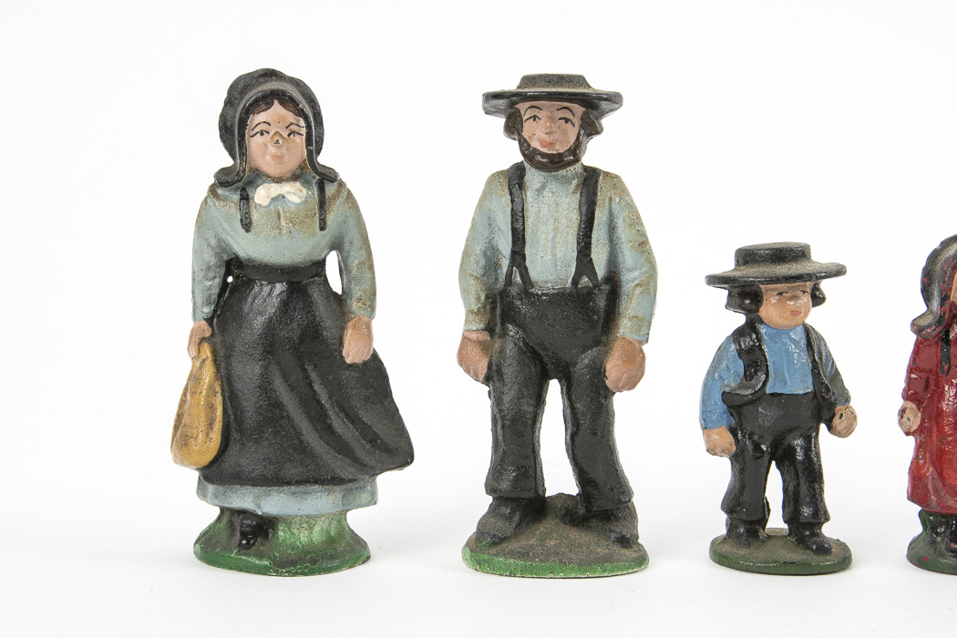 Vintage Cast Metal Amish Family Figurines