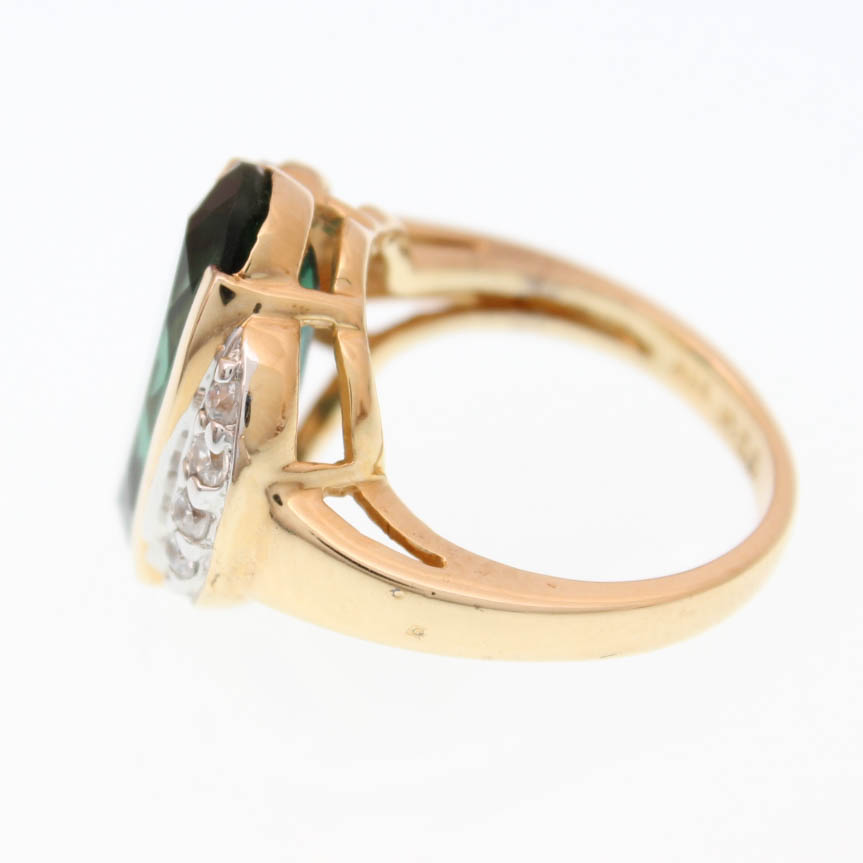 Sterling Silver Gold Plated Cubic Zirconia and Quartz Ring