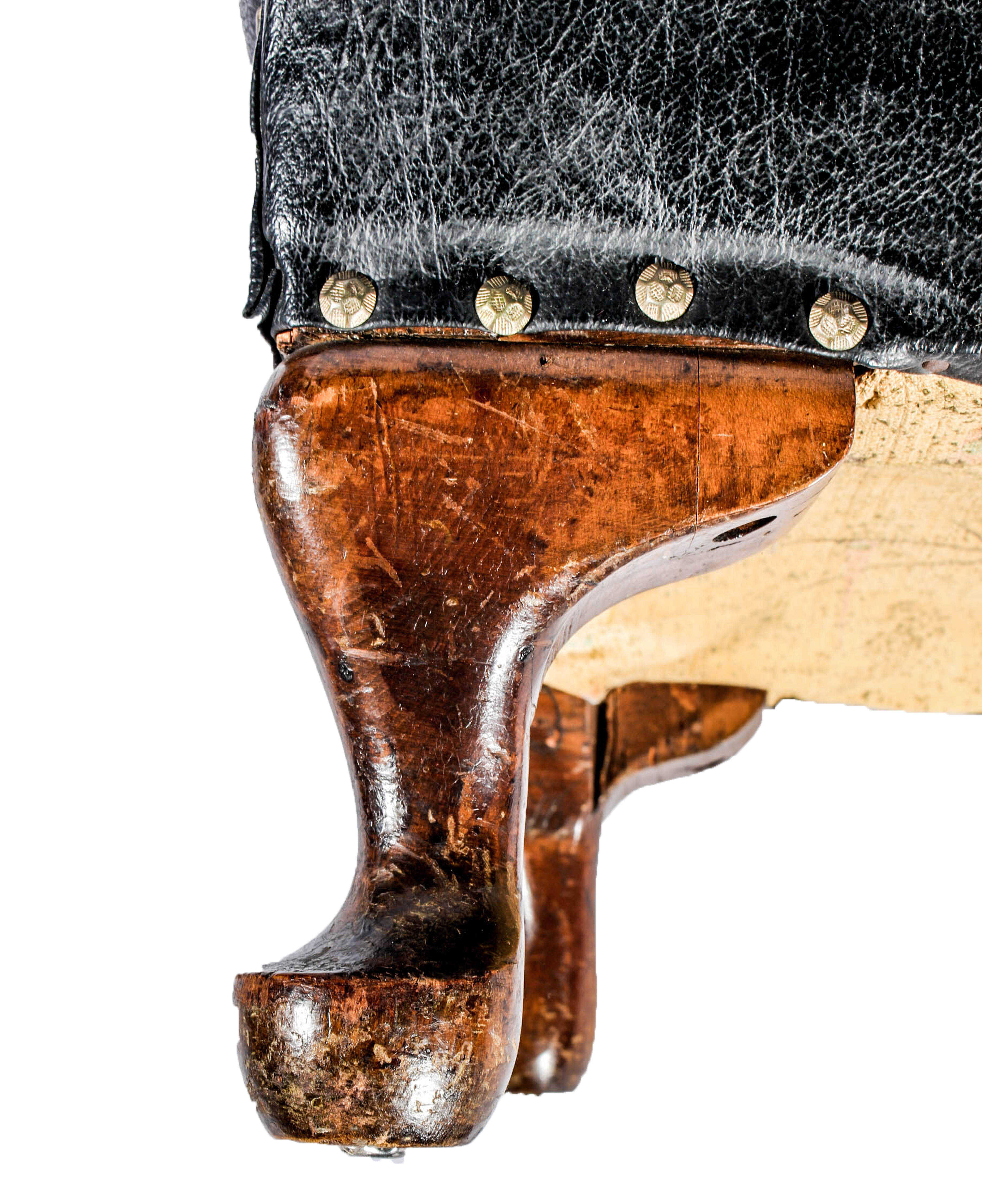 Antique Leather Footstool