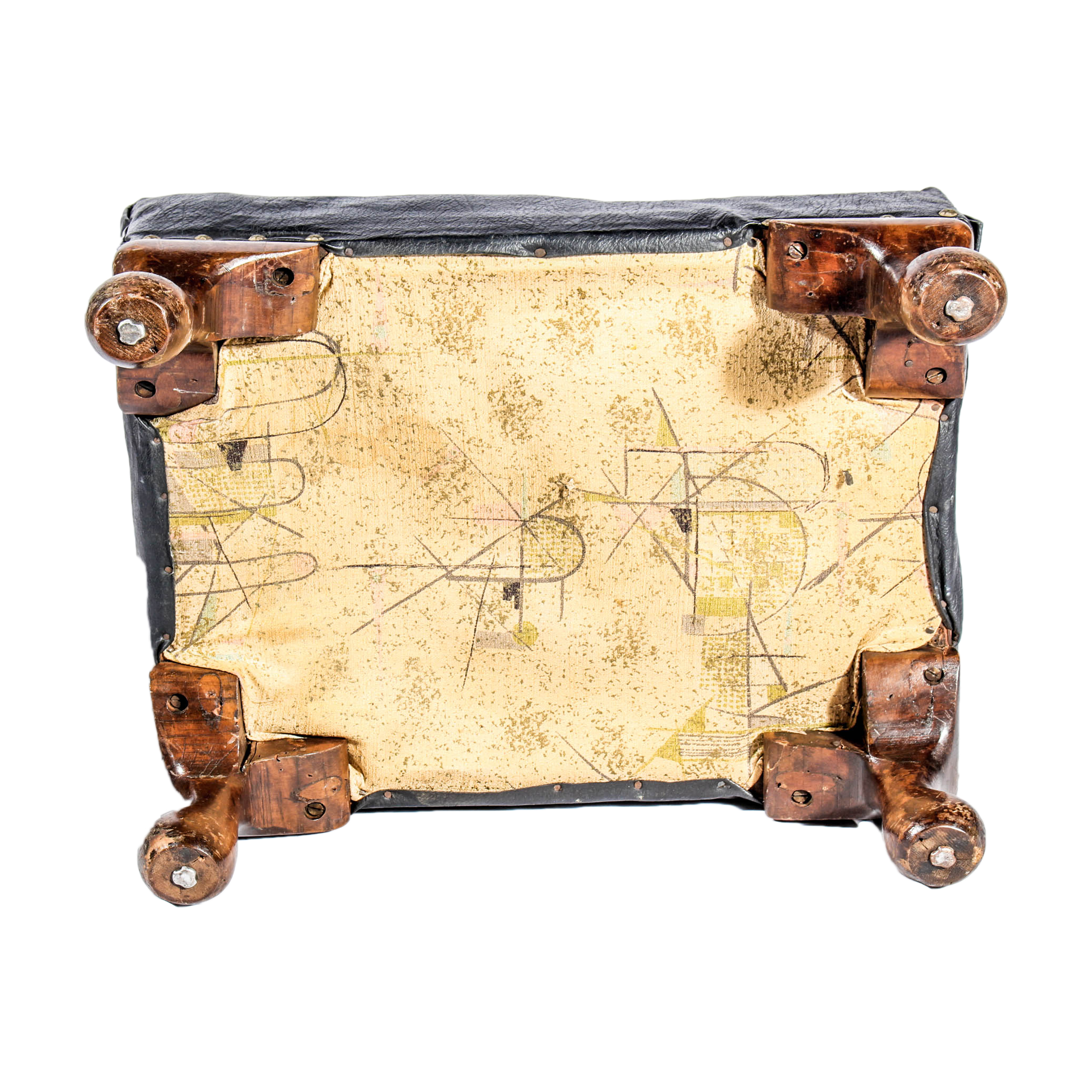 Antique Leather Footstool