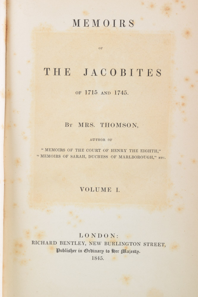 1845 First Edition Three-Volume Set of "Memoirs of the Jacobites"